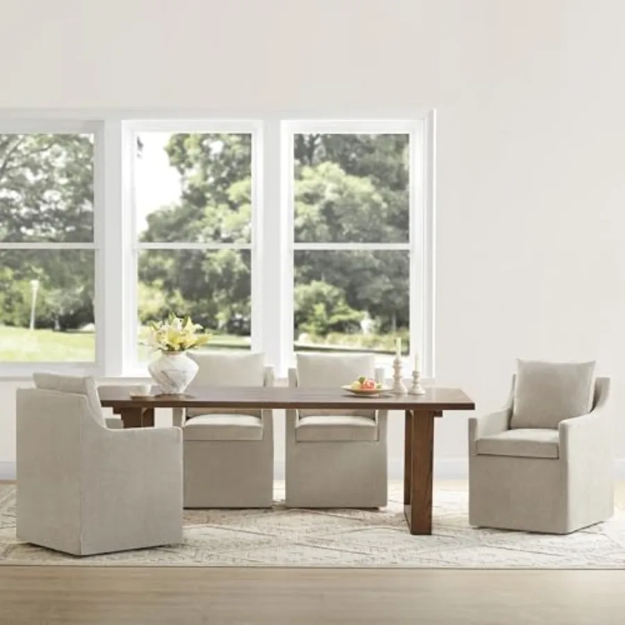 

Upholstered Dining Chairs Set of 4, Washable Cover Modren Deskchair with 4 Casters and Hidden Storage for Dining Room, Living R