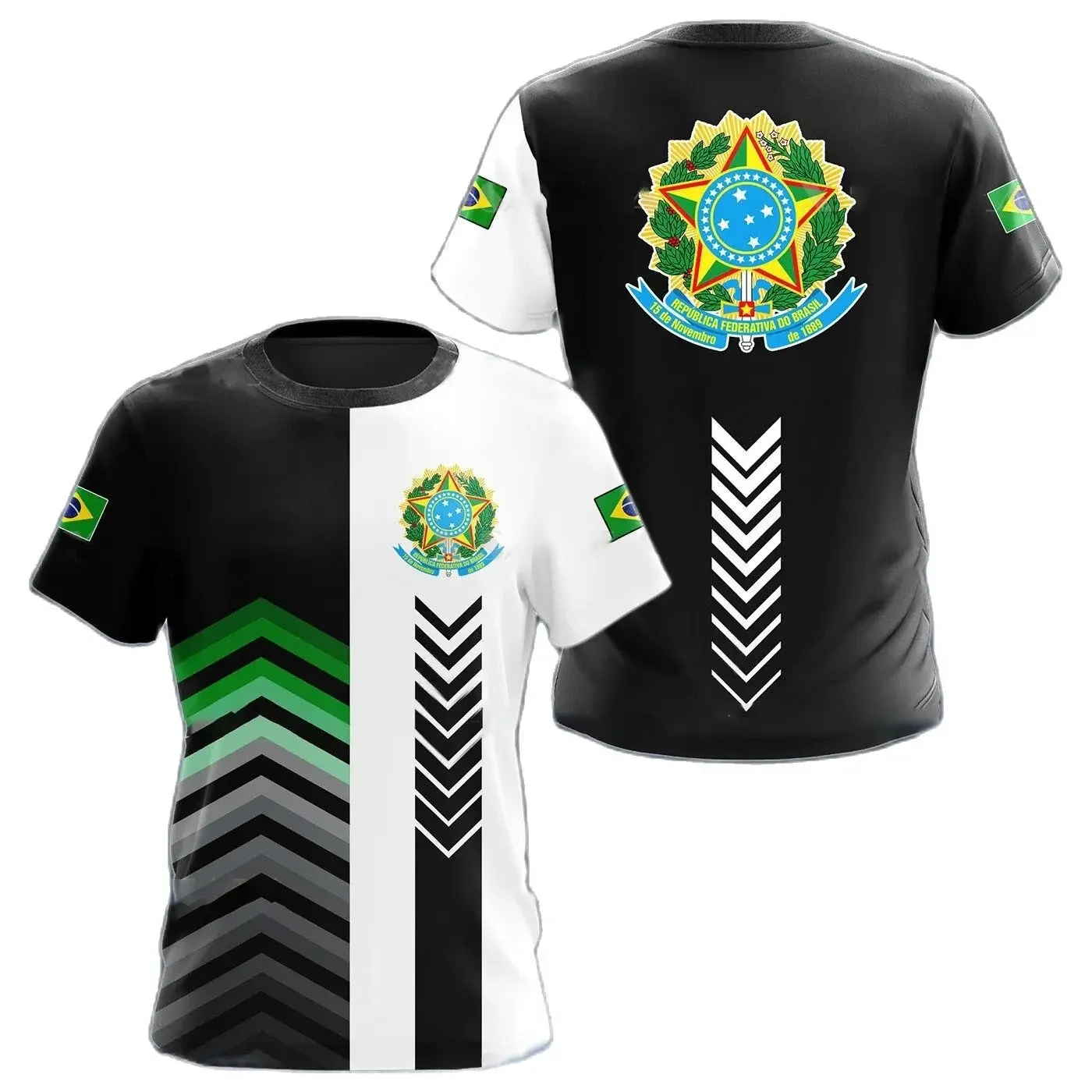 Camiseta de fútbol con estampado 3D de la bandera de Brasil para hombre y niño, Jersey deportivo informal de manga corta, cuello redondo, tamaño