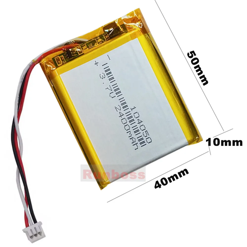 3.7V 2500mAh 104050 Rechargeable Lipo Battery JST 3Pin 1.25mm Plug NTC Thermistor For GPS Car Camera Bluetooth Headset Speaker