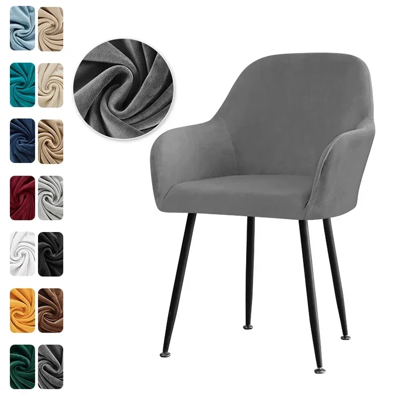 1PC elastische Samt Stuhlbezug Stretch weiche hohe Sesselbezüge Sitzbezug für Büro Küche Esszimmer Hochzeit abnehmbar