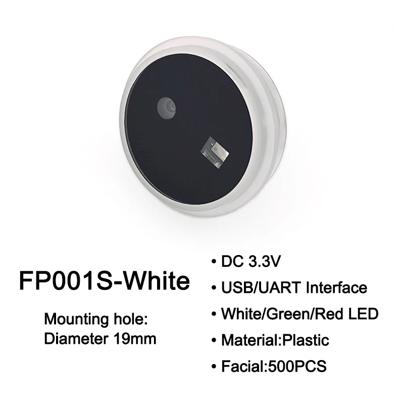 FP001S-White DC3.3V Facial Recognition Module USB UART Single Lens Scanner With Round Indicator Light For Arduino Access System view 2