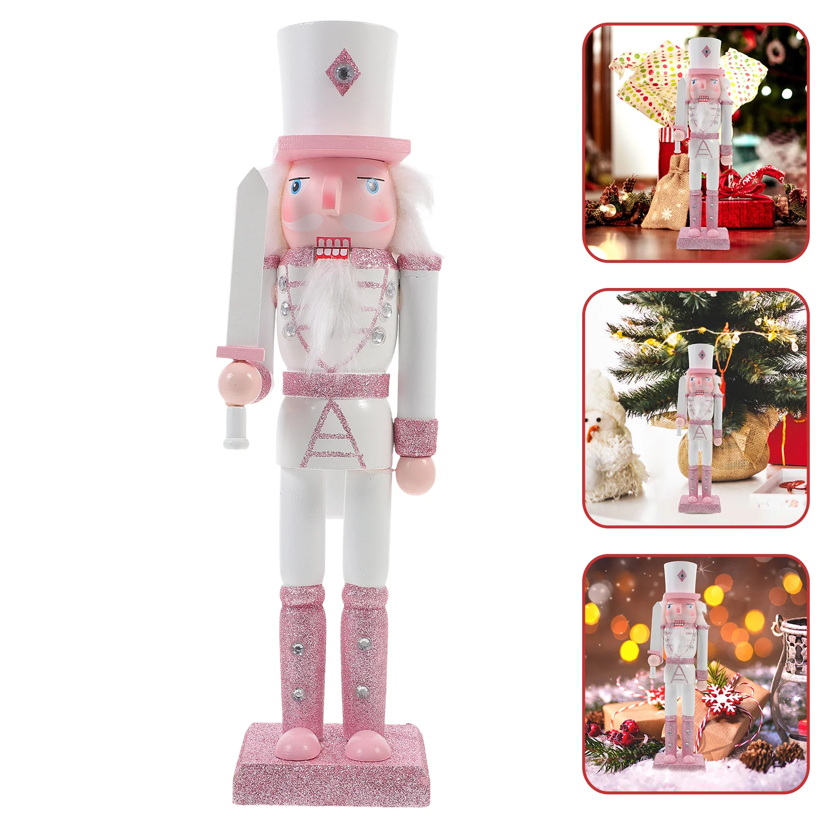 

Wooden Christmas Nutcracker Tabletop Decoration Traditional Xmas Nutcracker Soldiers Holiday Gift Wood Craft Decor