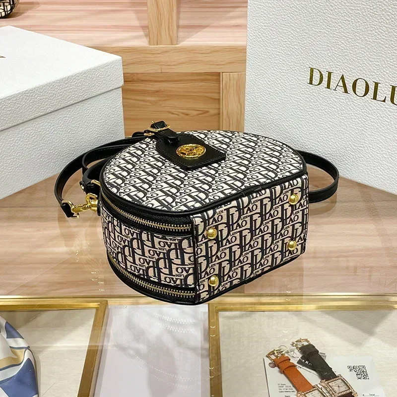 Famous Designer Luxury Brand Embroidered Small Round Bags High Quality Shoulder Messenger Bags Women Purse and Handbags