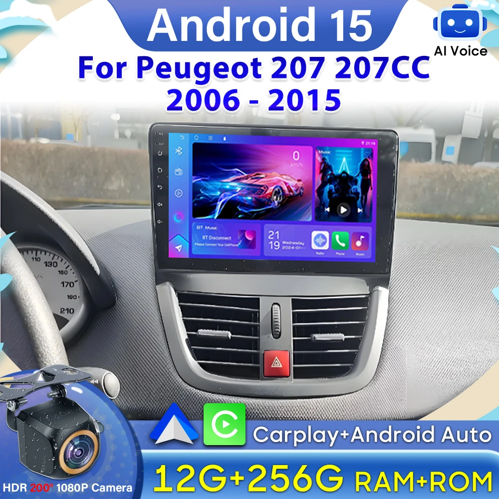 

Carplay For Peugeot 207 207CC 2006 - 2015 Video Car Radio GPS Navigation Screen GPS Car Monitor Bluetooth 4G Wifi No 2din DSP 2k
