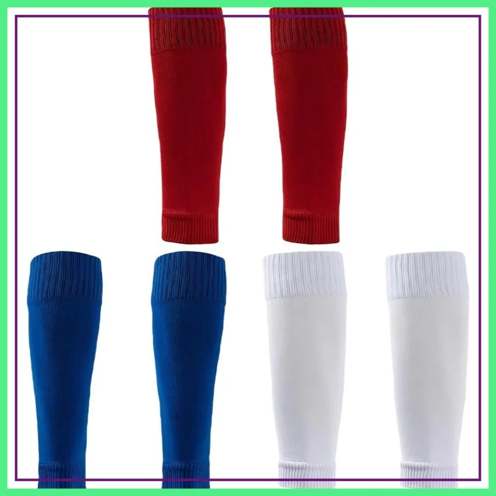 

3 Pairs Unisex Soccer Shin Guard Sleeves Non Slip Youth Football Sock Pads White Red Royal Blue