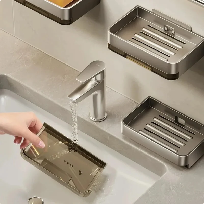 Portasapone da bagno portasapone da parete a punzonatura libera organizzatore portasapone a doppio drenaggio accessori da bagno