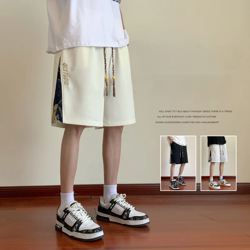 

American Retro Sport Shorts Men's High Sensation Summer Style Middle And High School Boys Pants Loose Fit Breathable Casual S...