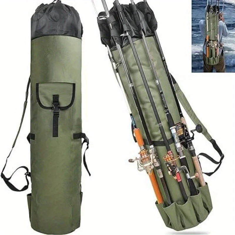 Wholesale Promotion Black Green Large Capacity Lightweight Durable Multifunctional Fishing Bag Fishing Gear Storage Bag Shoulder Hand-carrying Fishing Rod Bag Sea Fishing Bag Barrel Fishing Rod Bag