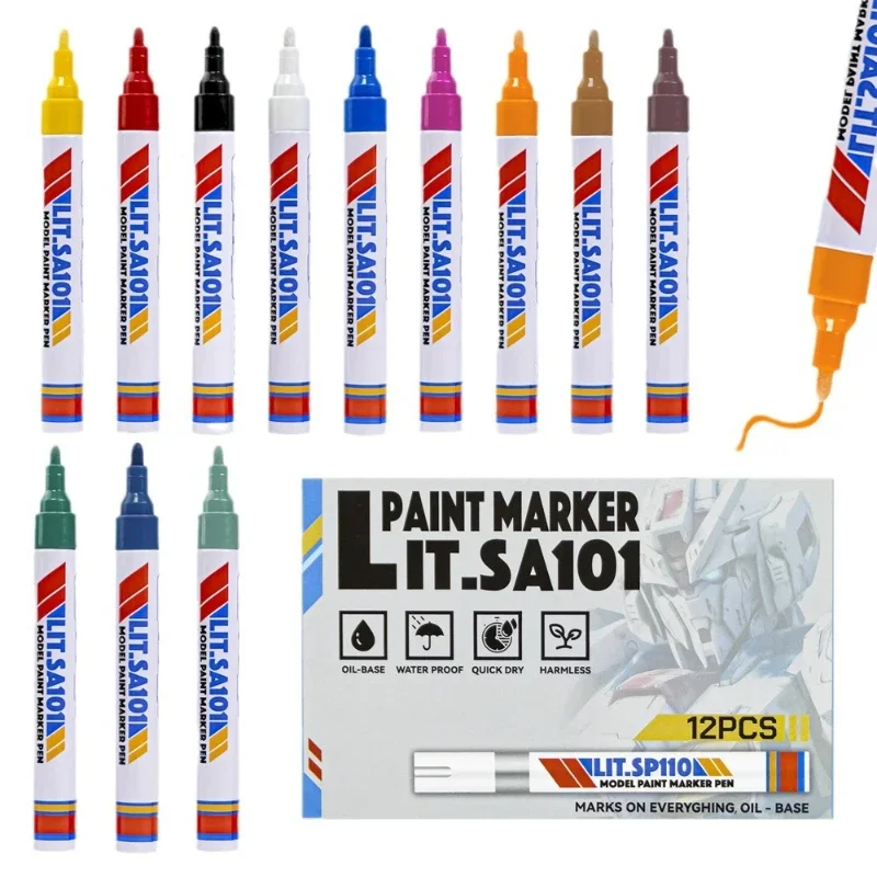 waterproof touch up pen conjunto para reparacao de pneus marca pneu oleoso cor marker modificacao pintura toy modelo 12 cores 01