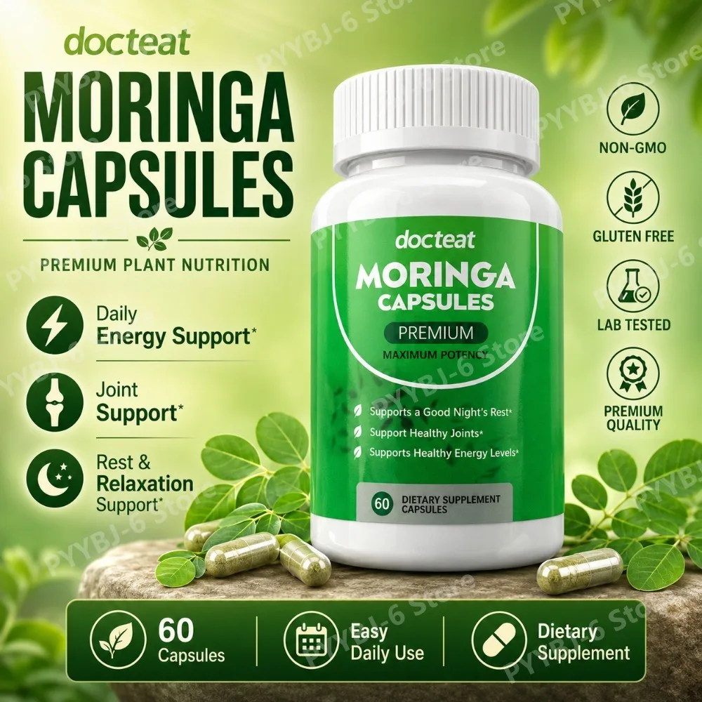 

Moringa Capsules 60ct Premium Moringa Oleifera Leaf Herbal Dietary Supplement for Daily Wellness Energy & Joint Support