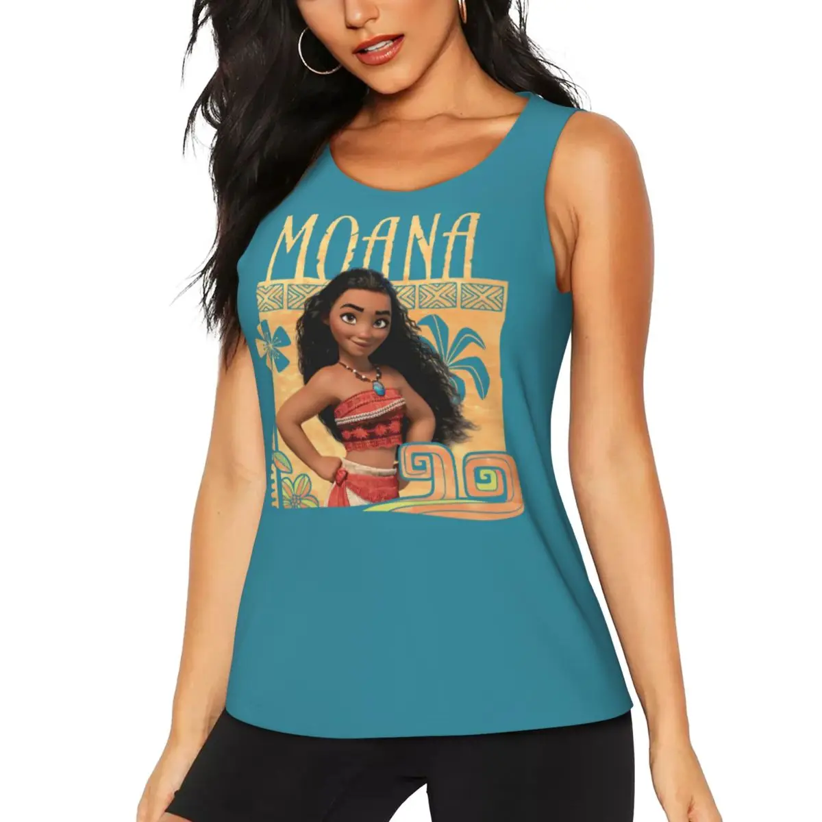 Custom Women Moana Find Your Way Workout Yoga Shirt Sleeveless Athletic Running Tank Tops