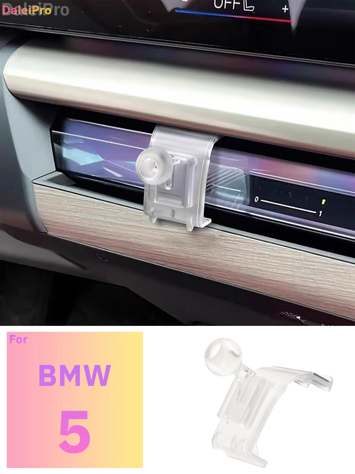 Maßgefertigte magnetische Handyhalterung mit Luftstromkühlung für BMW 5er G60 2024 2025 2026 i5, 360° drehbar ° Schwenkbarer Halterungssockel – Detail 1