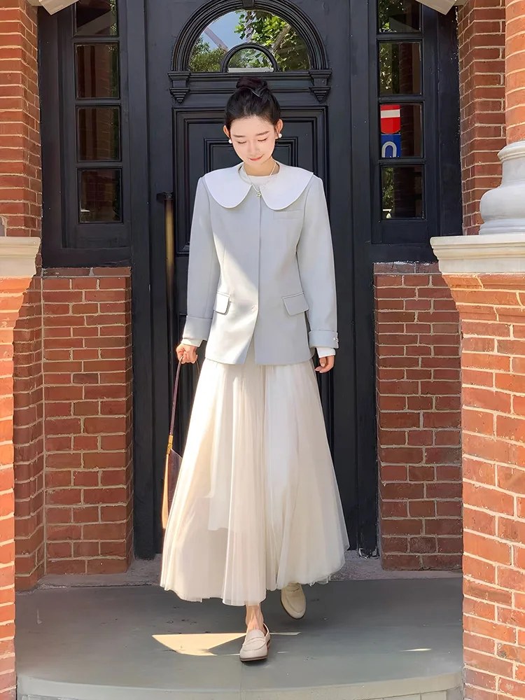 

Женское длинное пальто OUDOEE Ele Sle свободного кроя с воротником-стойкой, осеннее, модное, повседневное, из полиэфирного волокна