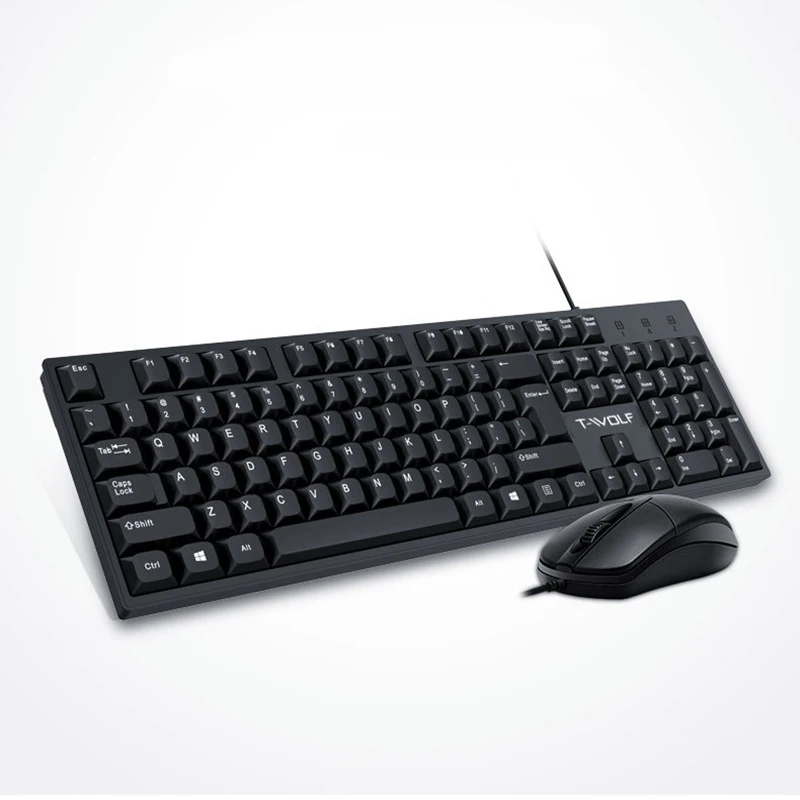 Hot TF500 Keyboard and Mouse Set Spanish Business USB Wired Keyboard and Mouse Gaming Office Ergonomics Design Mouse