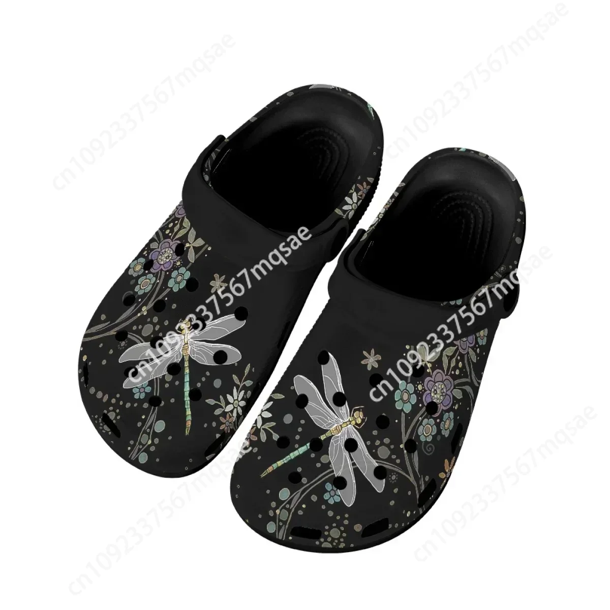 

2023 Fashion Dragonfly Print Women Clogs Sandals Summer Flat Garden Shoes Lightweight Breathable Beach Slippers Sandals Couples