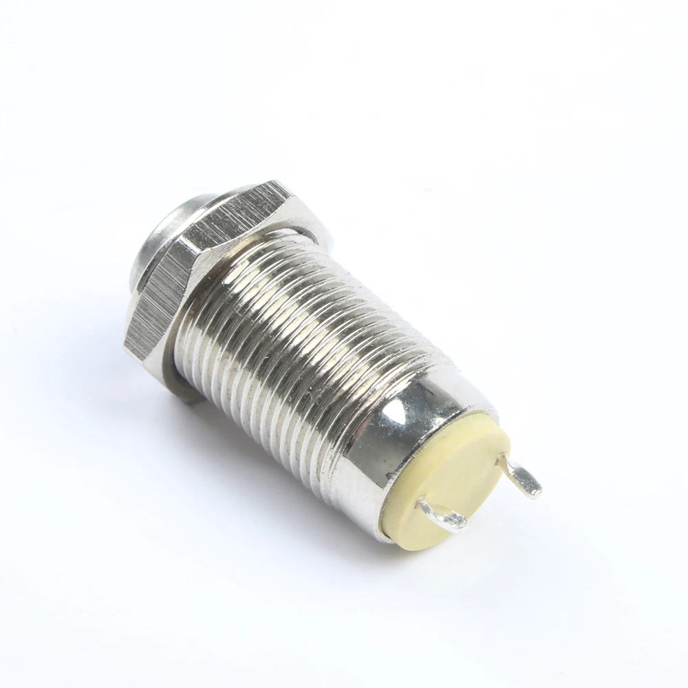 8mm 10mm 12mm wysoka płaska kula sferyczna okrągła metalowa chromowana przełączniki przyciskowe z diodą LED pin NO NC teminal — zdjęcie 5