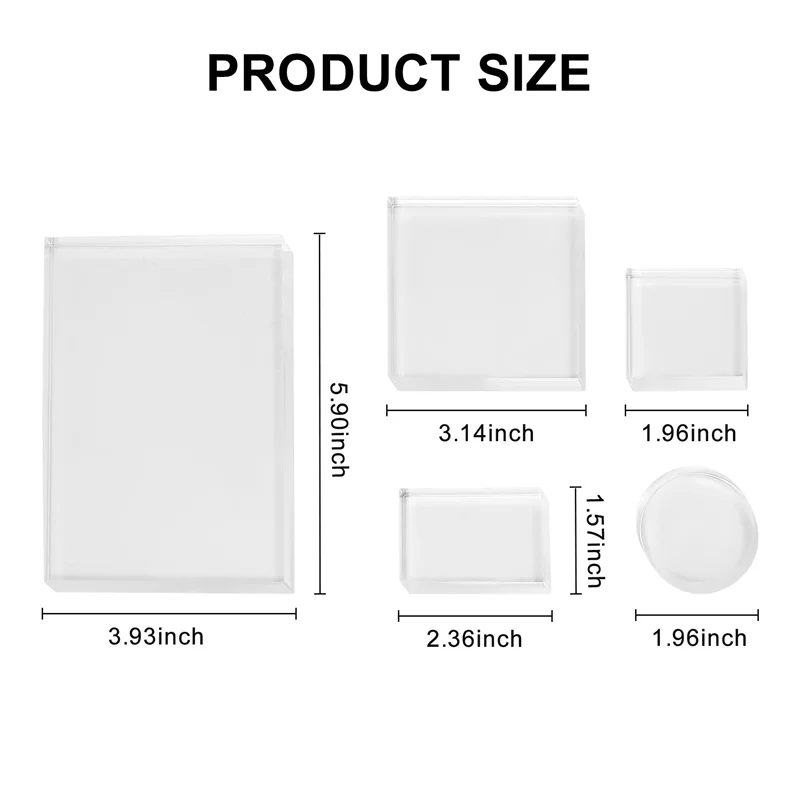 5Pc Clear Stamp Acrylic Block Set for Transparent Acrylic Stamp Pad DIY Scrapbooking Clear Acrylic Display Riser Stands