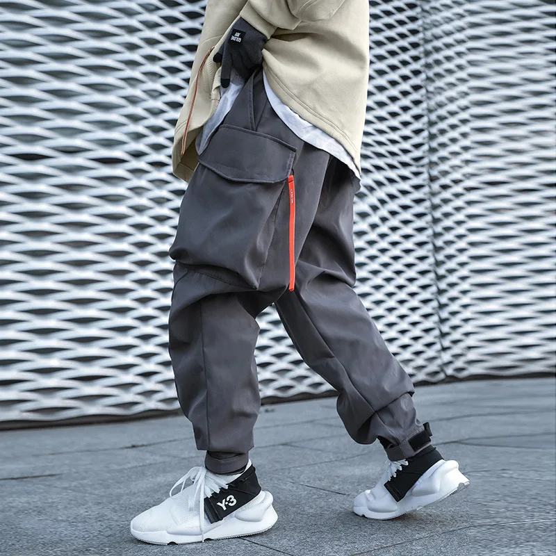 11 BYBB\'S DARK Hip Hop Cargo Pants Men Ribbons Casual Loose Joggers Trousers Elastic Waist Fahsion Harajuku Streetwear Pant W582