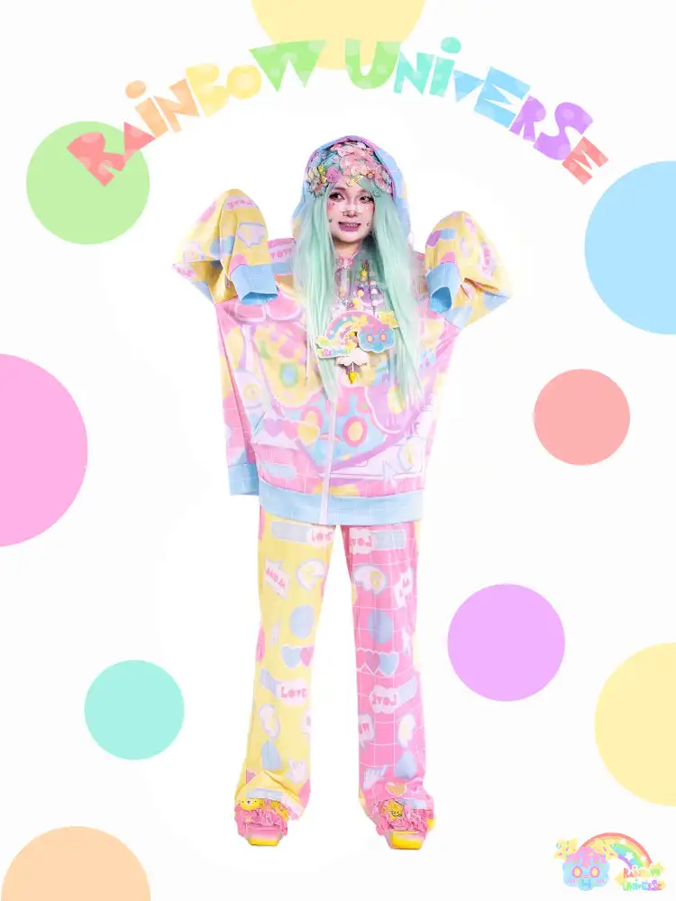 

2026 Rainbow Universe Series Macaron Cute Girl Pants Spring New Cute Kawaii Yami Y2k Harajuku Style Fashion Special Loose Pants