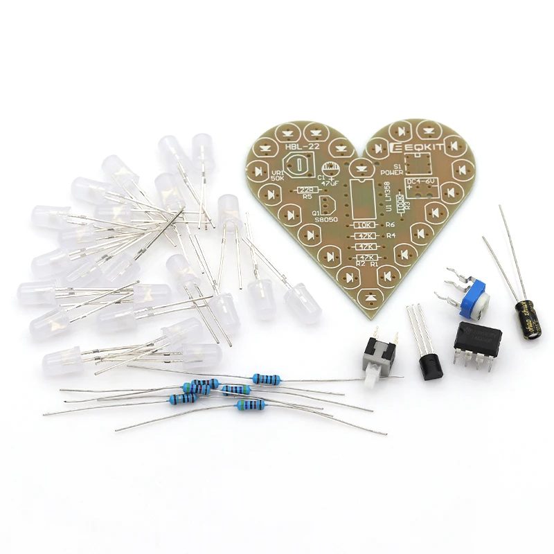 DIY Kit Heart Shape Breathing Lamp Kit DC 4V-6V Breathing LED Suite Red White Blue Green DIY Electronic Production for Learning