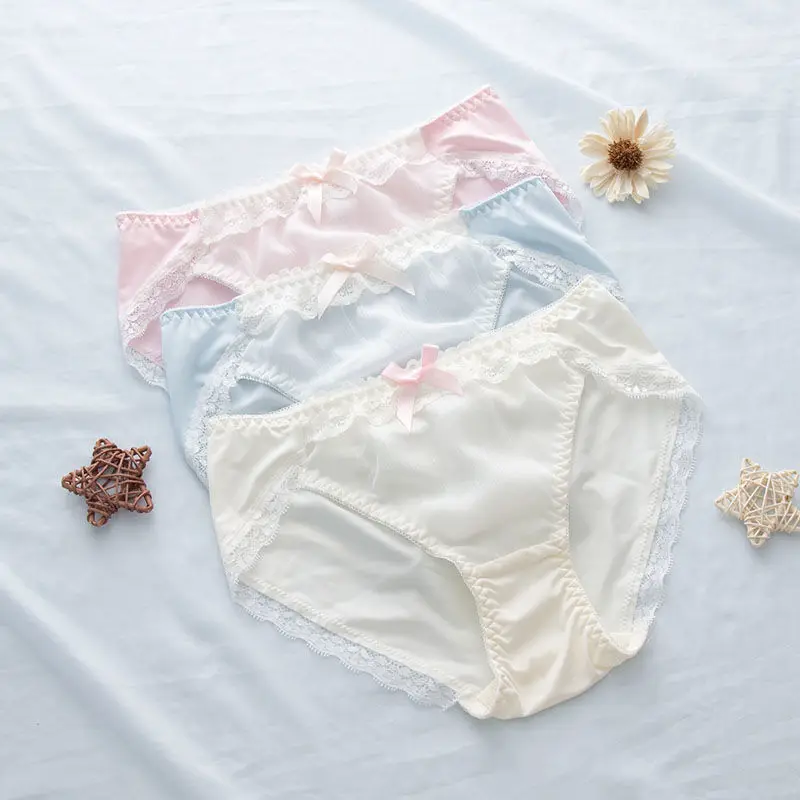 2 قطعة Youpin شعبية المرأة داخلية مثير منتصف الخصر تنفس اليابانية الدانتيل سراويل تلميذة المرأة ملخصات سراويل لطيف