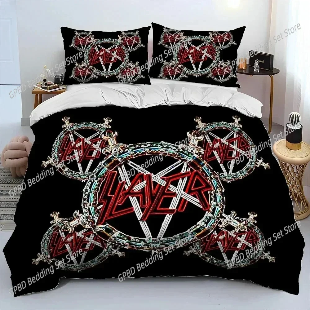 3D Print Slayer Heavy Metal Band Music Bedding Set Single Twin Double Queen King Cal King Size Bed Linen Set