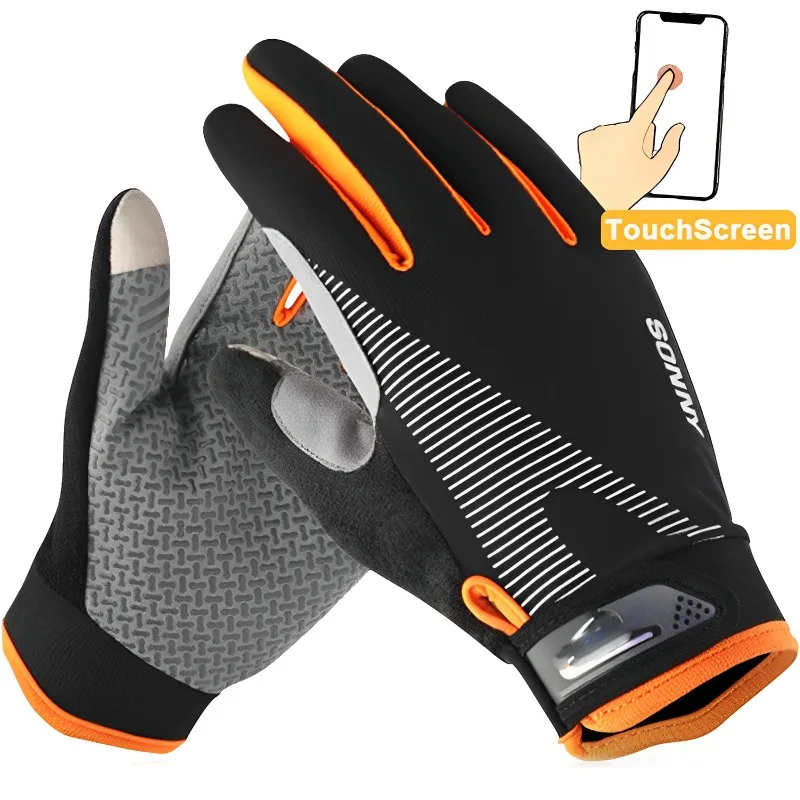 Anti-Slip Cycling Gloves TouchScreen Bike Gloves Sports Shockproof Mountain Road Full Finger Breathable Glove for Men Woman