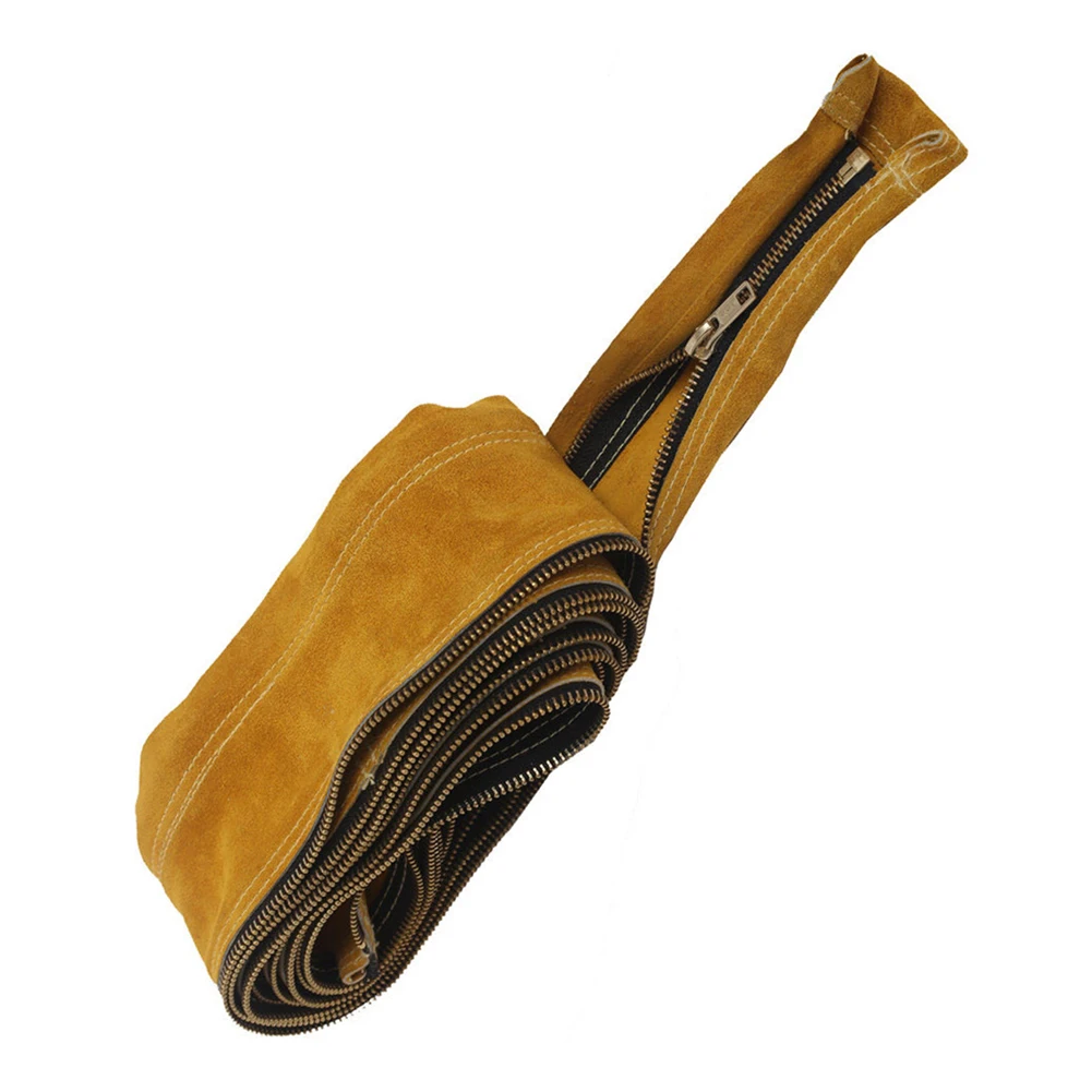 Calfskin Welding Torch Hose Sleeve Sheath with Zipper Protective Cover for TIG MIG 11.5ft/25ft 4 inch Width 29 mm/1.1 inch