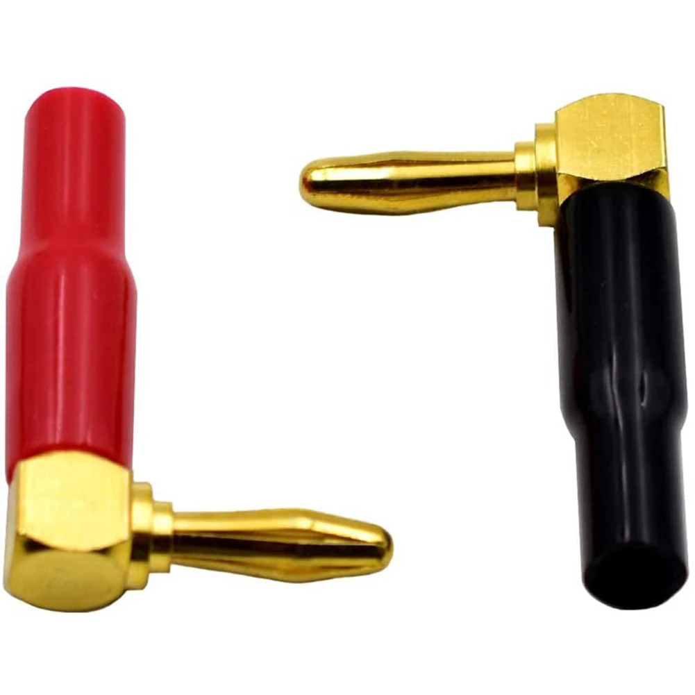 

SUNRI-16Pcs 4Mm Banana Plug Speaker Wires Connector Adapter 24K Gold Plated Screw Type Pure Copper Right Angle Banana Plugs