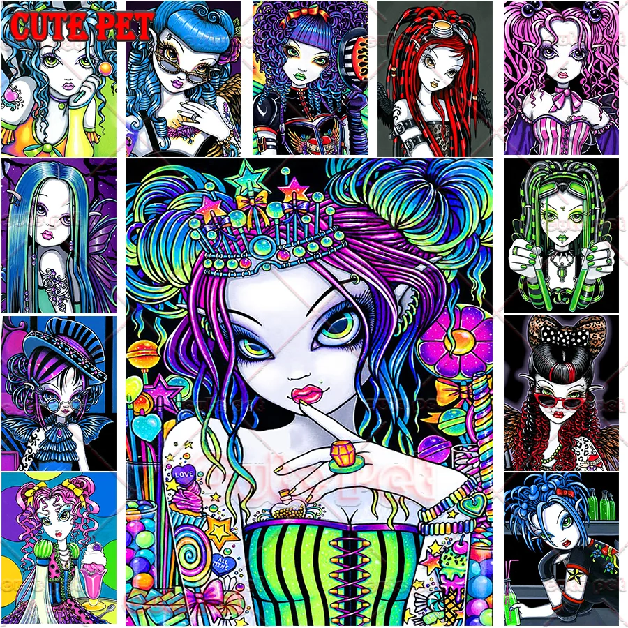 

Cartoon punk girl 5D cross stitch diy diamond painting"Steam girl" Diamond Embroidery FULL square round diamond mosaic kit Decor