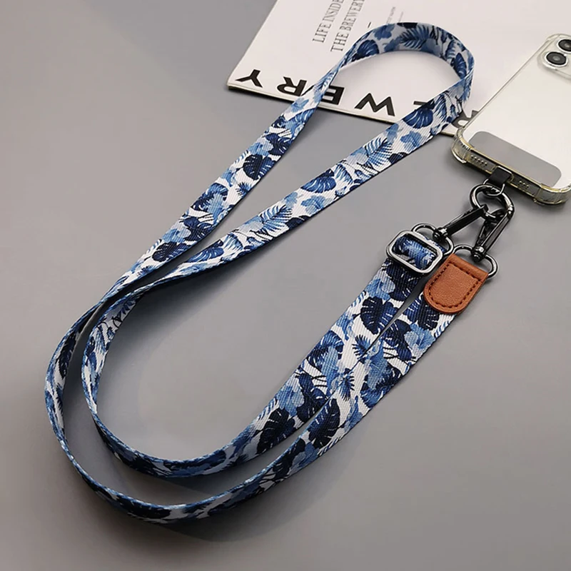 Tropical Pattern Crossbody Cell Phone Lanyard Strap Hanging Neck Mobile Phone Lanyards With Universal Gasket For All Phone Case