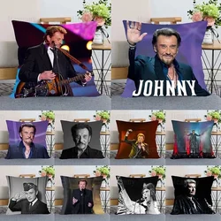 HEARMNY Johnny Hallyday Pillow Cover Bedroom Home Office Decorative Pillowcase Square Zipper Wedding Pillow cases Satin Fabric