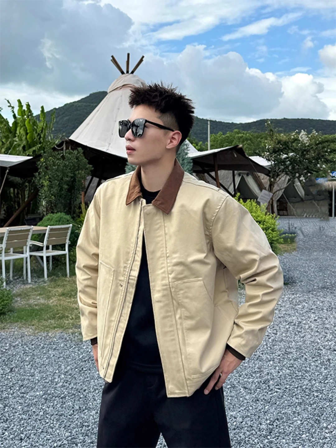 

Мужская рабочая куртка-бомбер цвета хаки Cleanfit с коротким воротником, модная, дышащая, для ранней осени