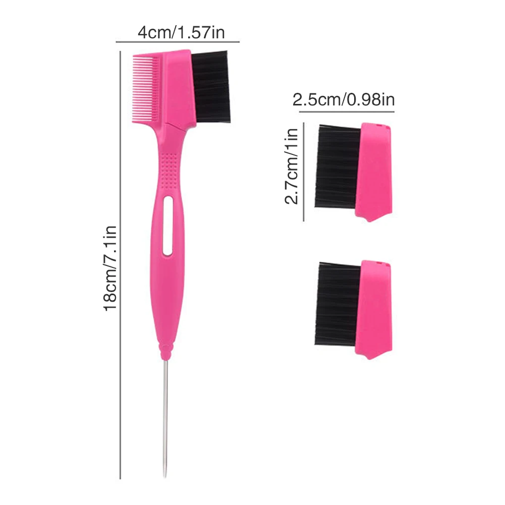 Spazzola per sopracciglia con coda a perno Spazzola per capelli staccabile Spazzola versatile per sopracciglia Definitore pettine Punta ad ago fine Parrucchiere Modellatura Trucco