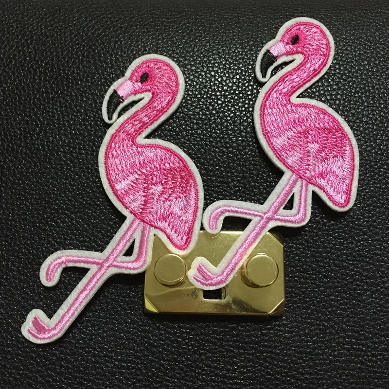 10PCS Pink Flamingo Bird Animal Iron-On Patch Embroidered Applique Sewing Patch Clothes Stickers Garment DIY