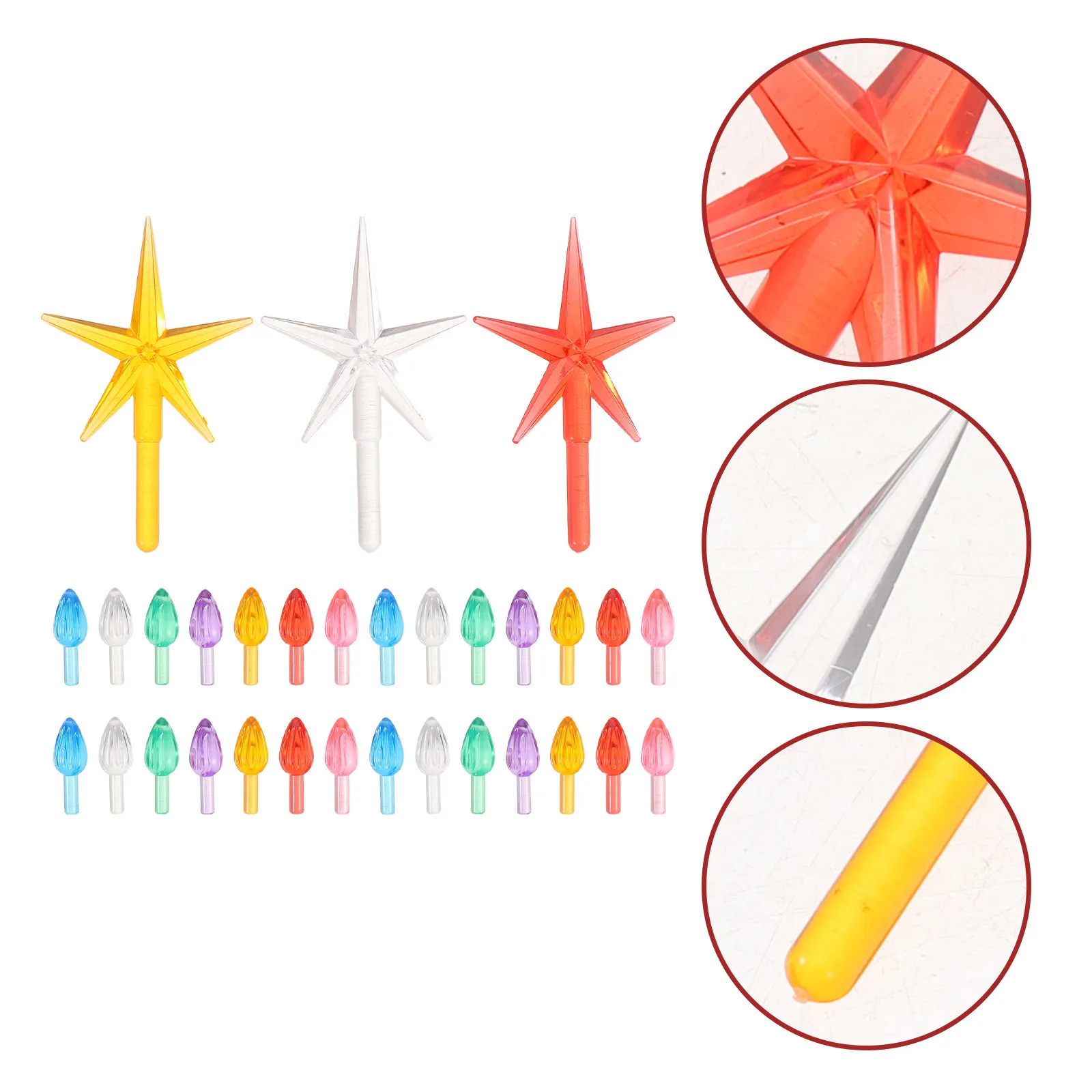 103Pcs Ceramic Xmas Tree Replacement Bulbs Plastic Multi- Peg Twist Lights Christmas Light Replacement Parts Star