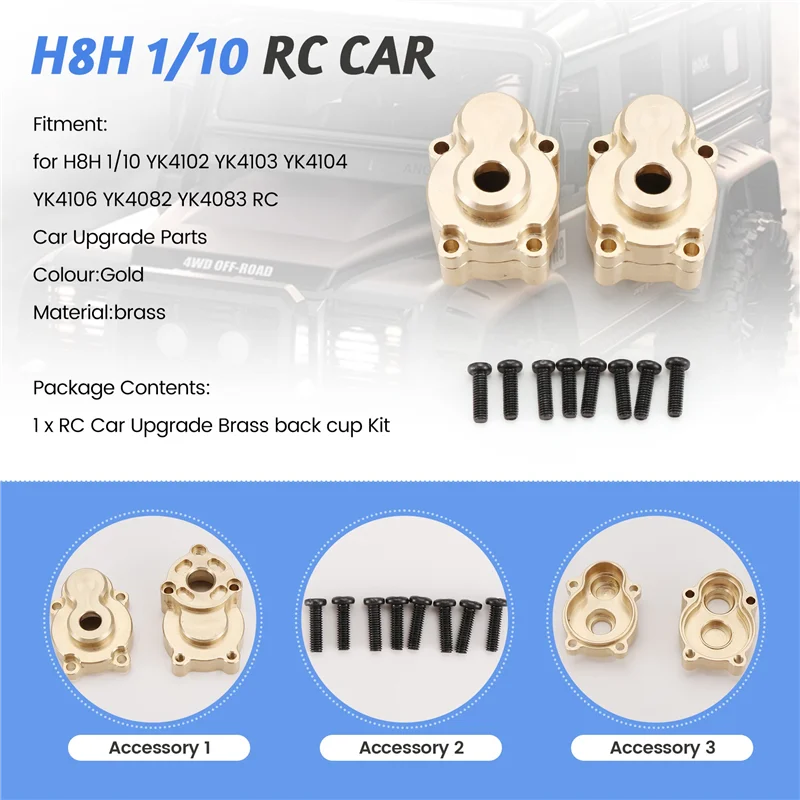 

L72A-RC Car Upgrade Brass Back Cup Kit For MJX H8H 1/10 YK4102 YK4103 YK4104 YK4106 YK4082 YK4083 RC Car Upgrade Part
