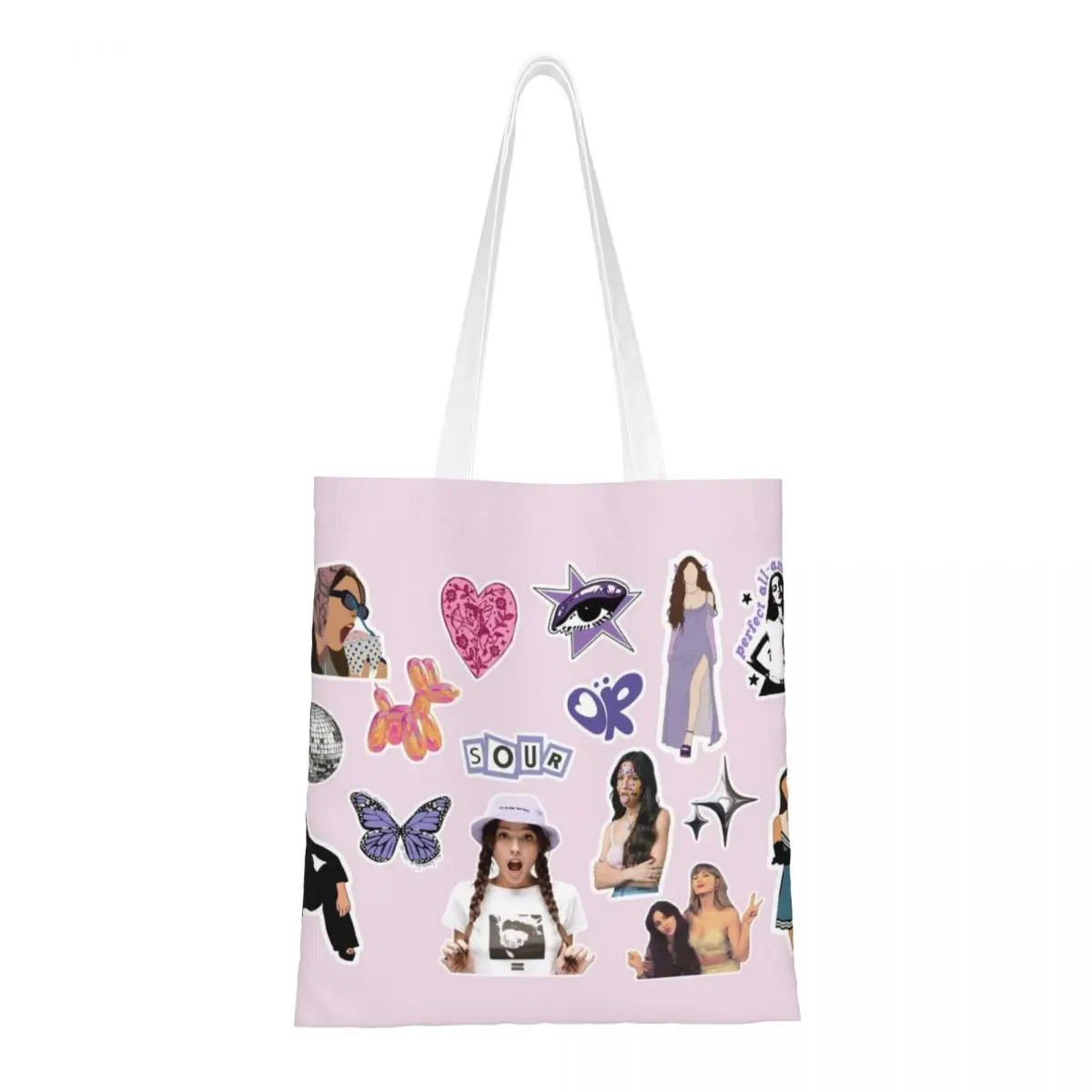 Custom Cute Olivia Vampire Rodrigos Sour Guts Shopping Tote Bag Reusable Canvas Grocery Shoulder Shopper Bag