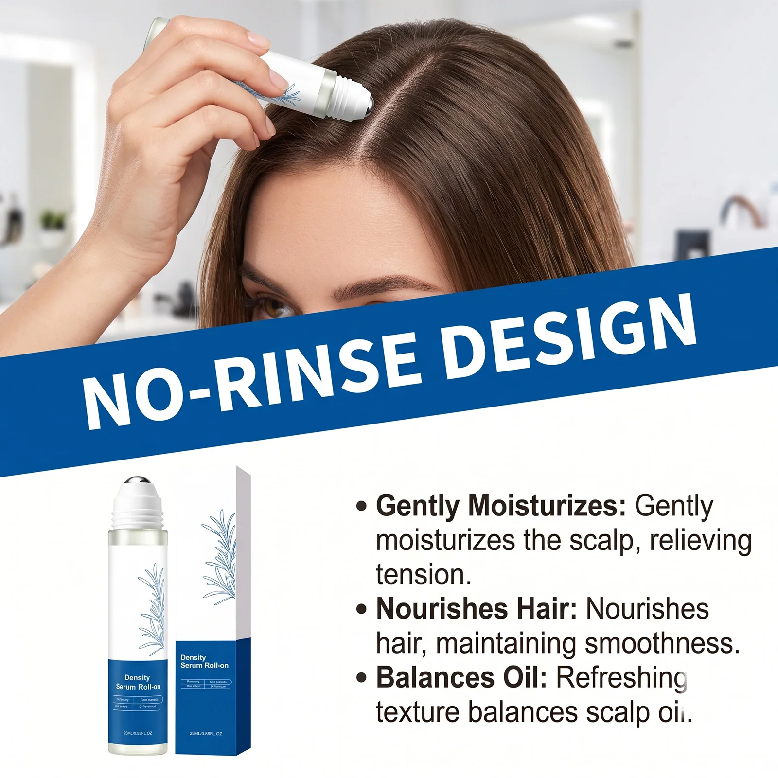 Rosemary Hair Growth Essence Roller Stimulate Follicle Vitality Reduces Hair Root Breakage Increase Density Support Scalp Health