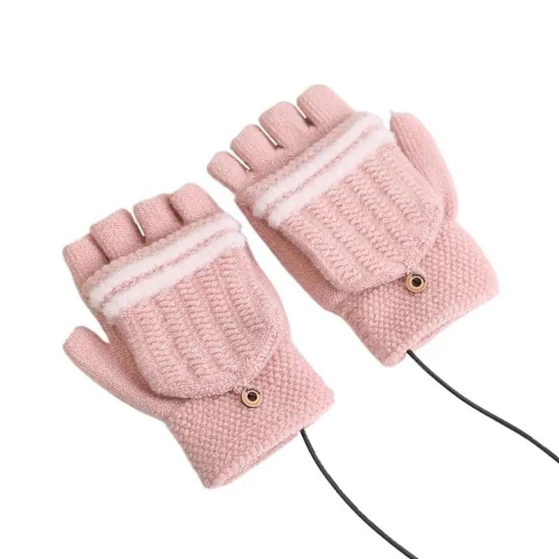 Heated Winter Gloves Heating Men Women Fingerless Winter Gloves Adjustable Temperature Winter Warm Heating Mitten USB Hand