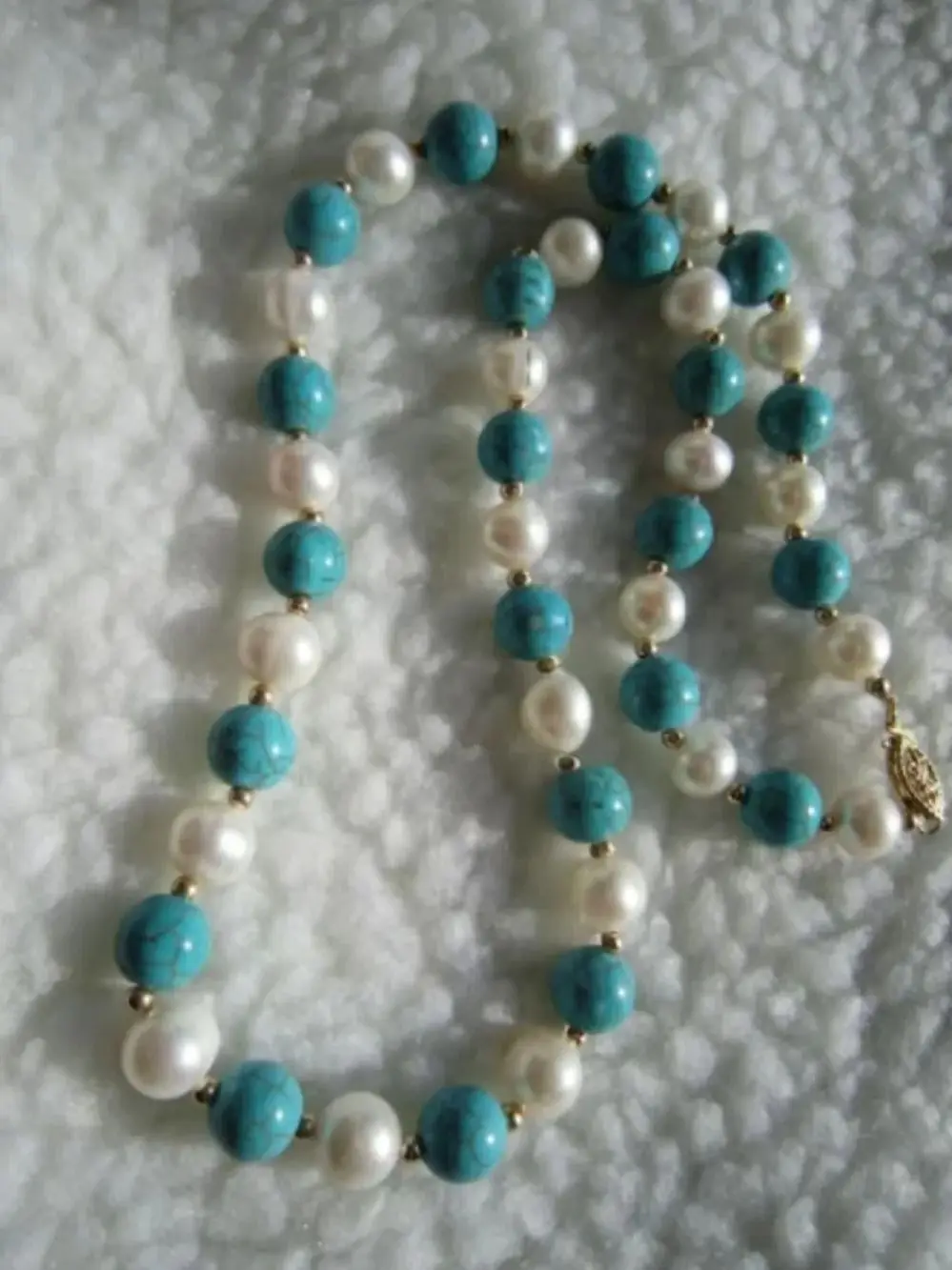 17'' TURQUOISE AAA SOUTH SEA NATURAL 9-10mm White PEARL NECKLACE 14K GOLD Freeshippings Items