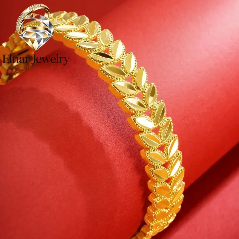 Elnar Jewelry Luxury 24K 9999 Pure Gold real gold Women's Wheat Bracelet Ring
