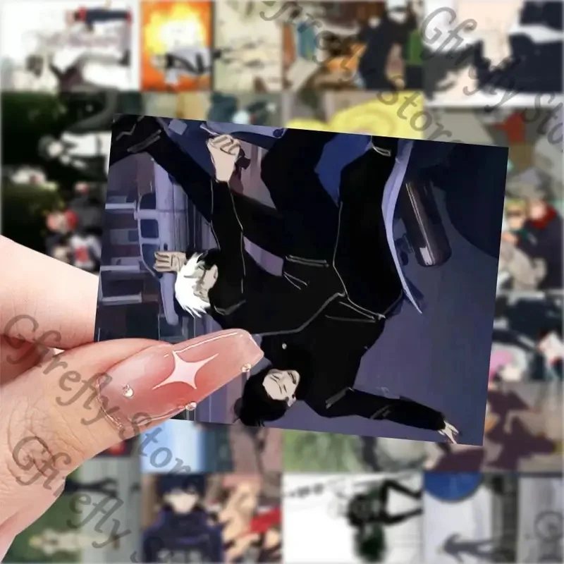 Jujutsu Kaisen 63 ورقة Q نسخة Satoru Gojo تزيين أنيمي المقرب Ambitus Pinup صورة مضحكة عالية الوضوح العلامات هدية #4