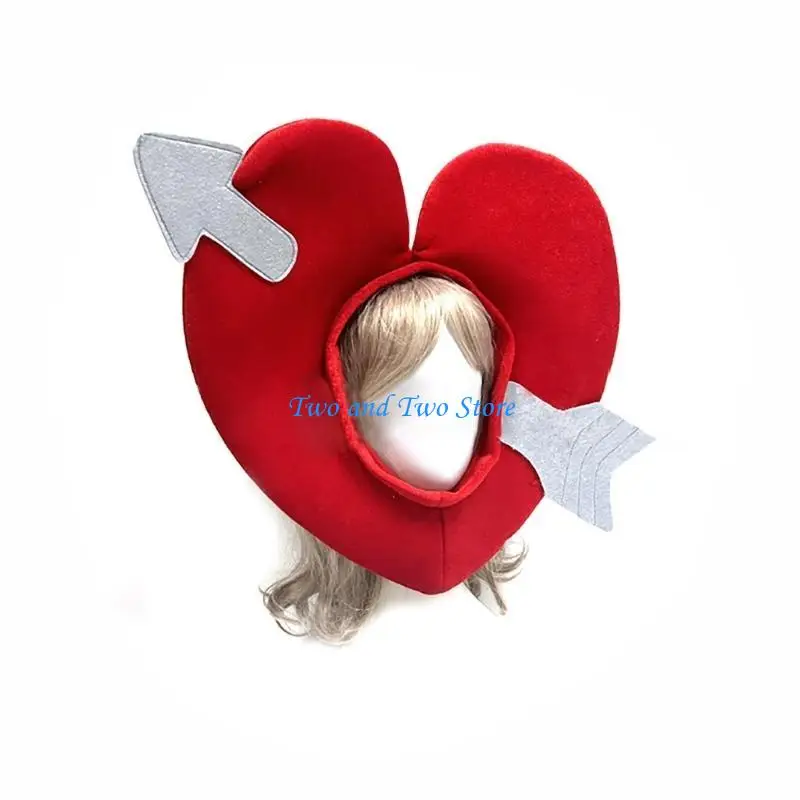 HX6F قبعة على شكل قلب أسهم ثلاثية الأبعاد للاحتفال بعيد الحب وأغطية الرأس