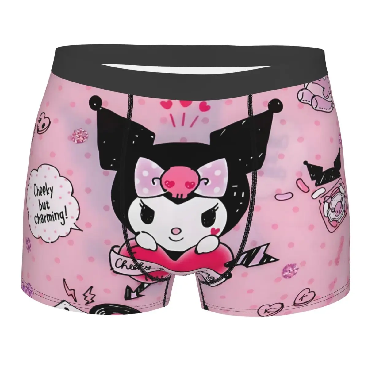 Custom ชายแฟชั่น Kuromi คลาสสิกอะนิเมะชุดชั้นใน Kawaii ออกแบบกางเกงนักมวยนุ่มกางเกงขาสั้นกางเกงกางเกง