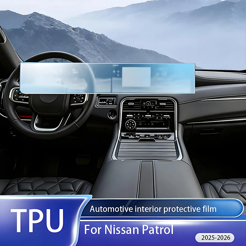 

For Nissan Patrol 2025-2026 TPU Interior Screen Protector GPS LCD Display Anti-Fingerprint Anti-Scratch Clear Film