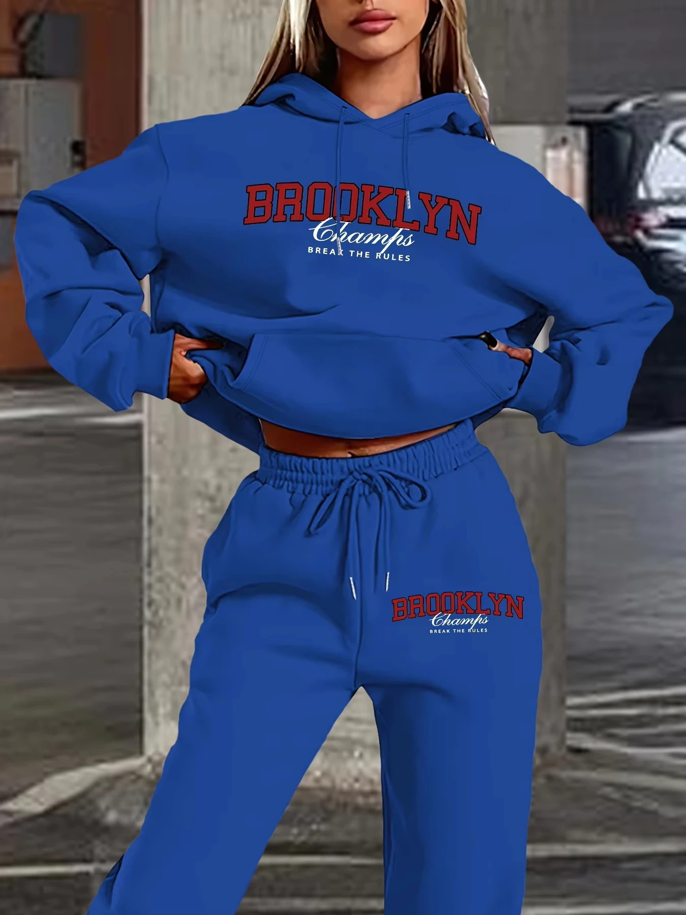 Pantaloni casual da donna Set Brooklyn Stampa manica lunga tasca con cappuccio Felpa ampia Pantaloni Pantalone Moda autunnale Streetwear