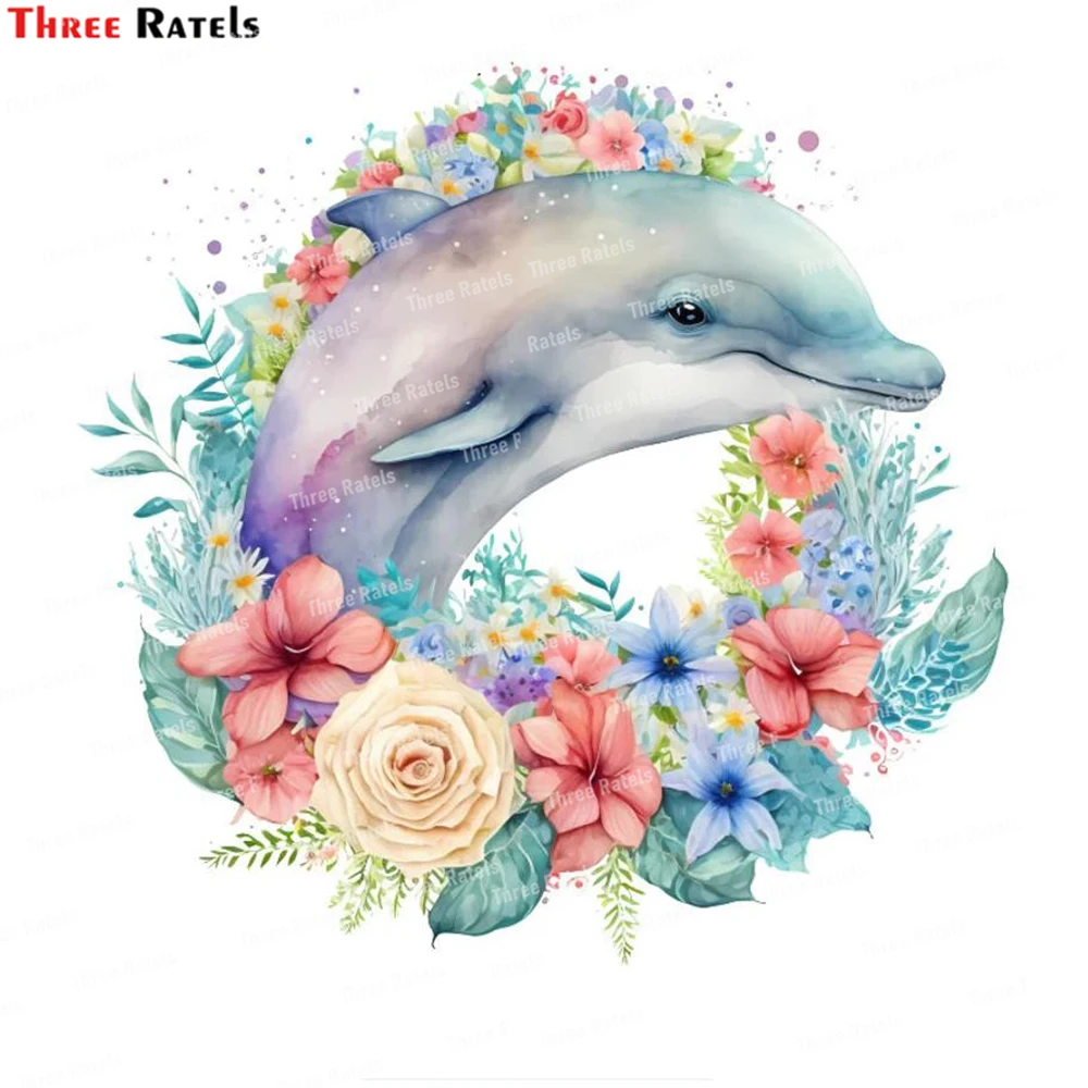 Three Ratels  Dolphin Car Stickers Refrigerator Laptop Luggage Skateboard Decor Decals Vinyl Material Waterproof Protected Decal