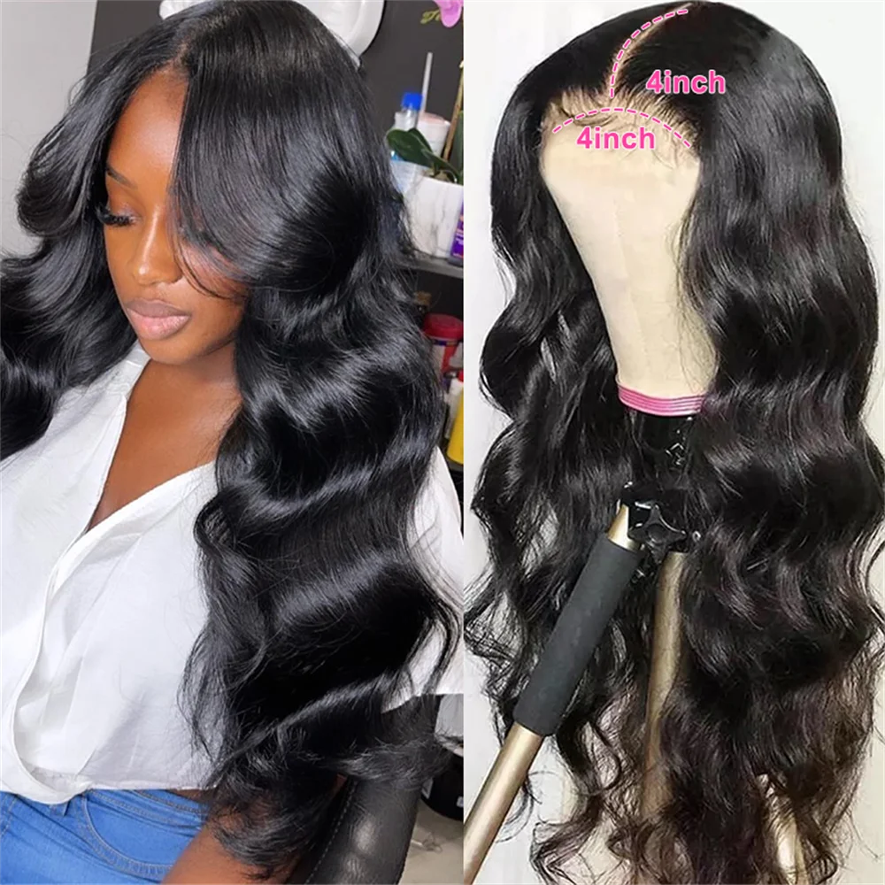 Perruque Lace Closure Wig Body Wave Brésilienne Naturelle, Cheveux Remy, 4x4, 4x4, Cranberry Hair, Densité 180%