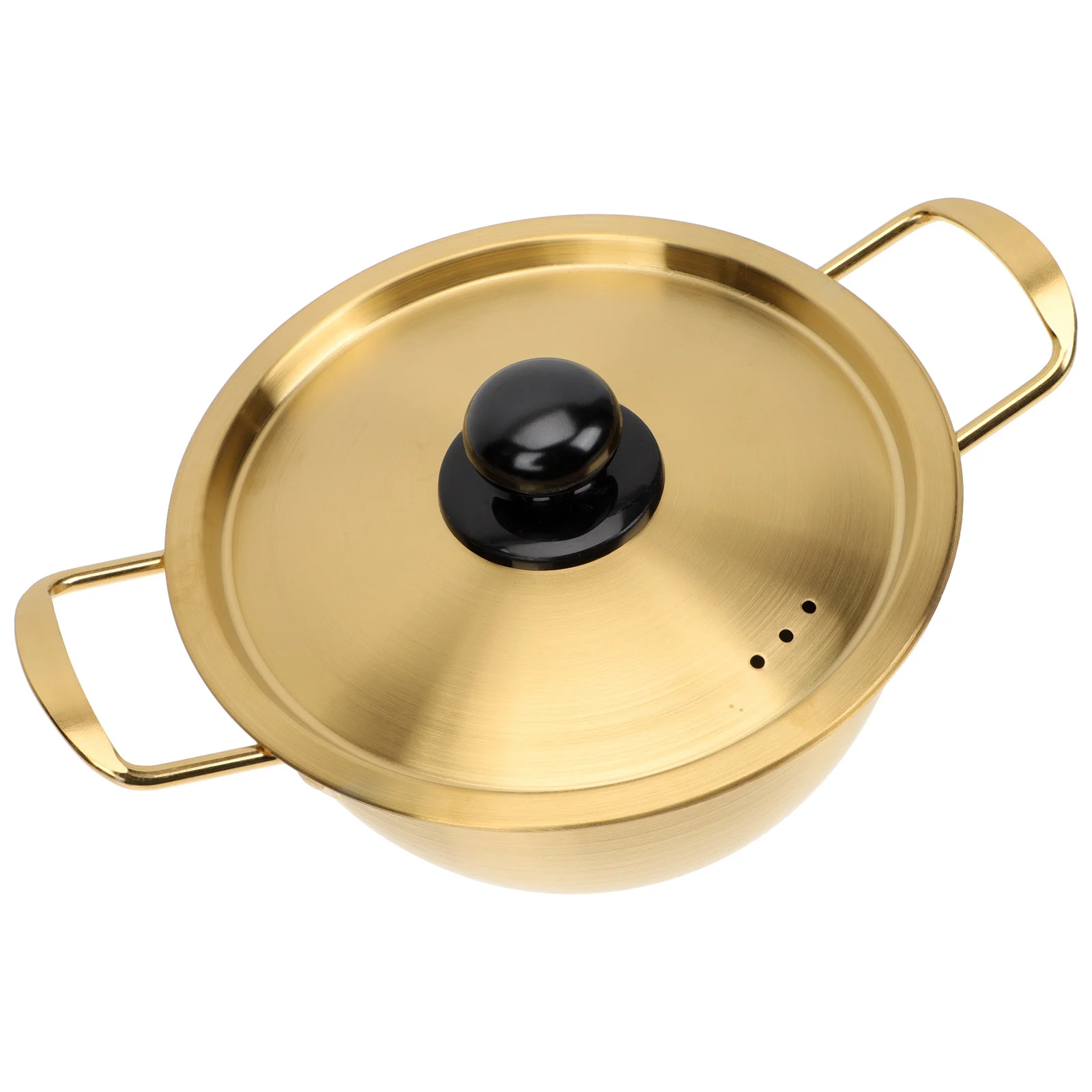 

1 set Small Soup Pot 20Cm Stainless Steel Double Handle Noodle Pot For Korean Ramen Instant Noodles Milk Seafood Cooking